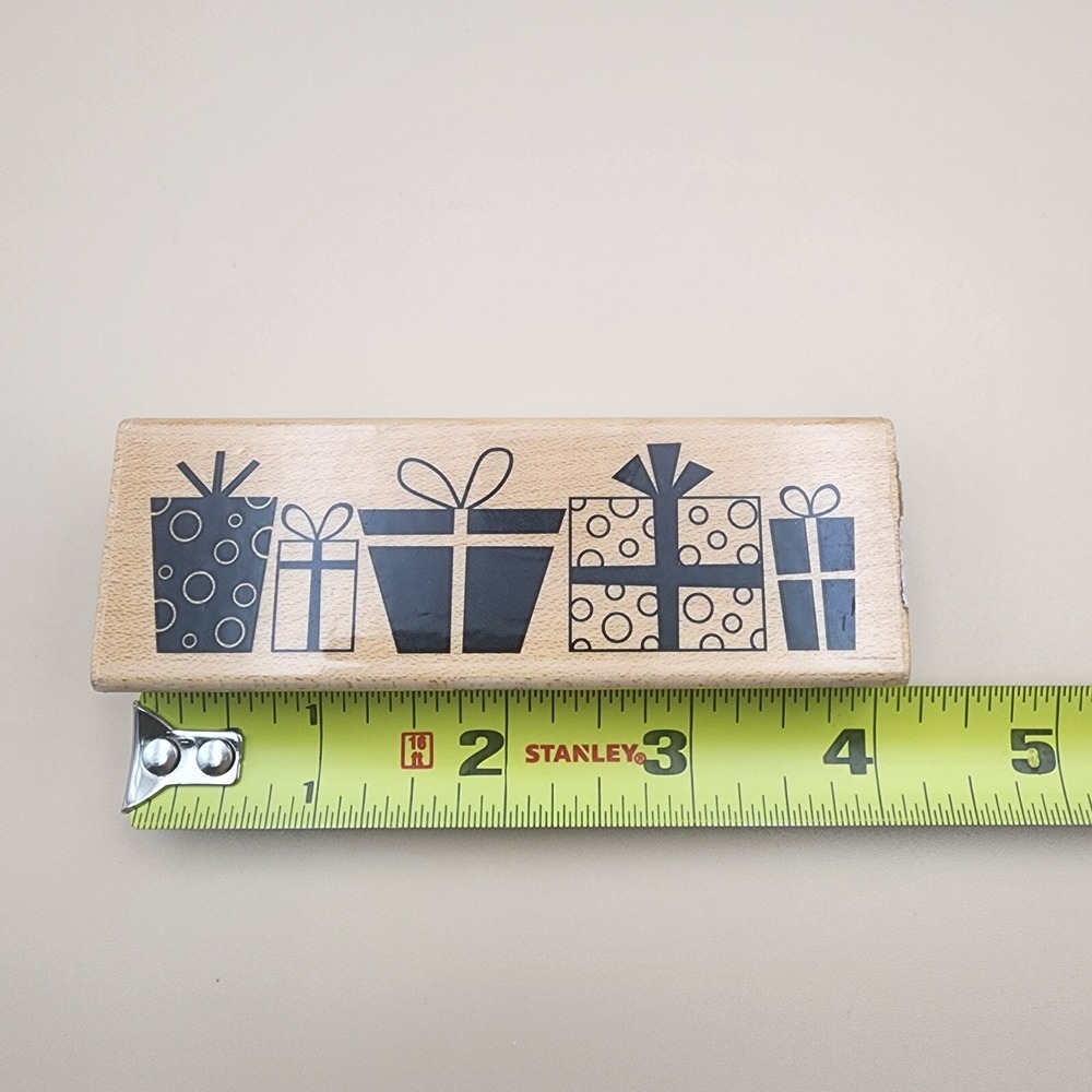 Gift Present Package Border Rubber Stamp Christmas Birthday Card Letter Envelope